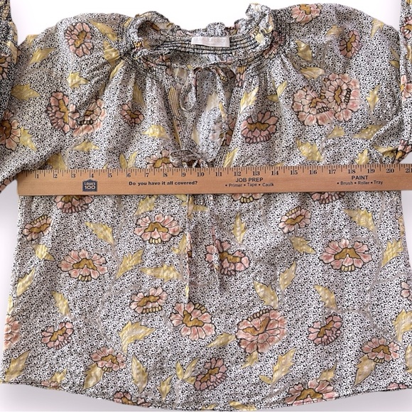 ULLA JOHNSON Kaitlyn Chrysanthemum Tie Neck Blouse Size 0 - Picture 7 of 13